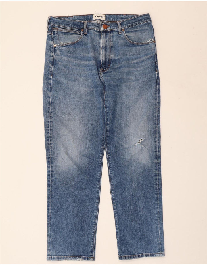 Męskie proste dżinsy WRANGLER W34 L30, niebieska bawełna