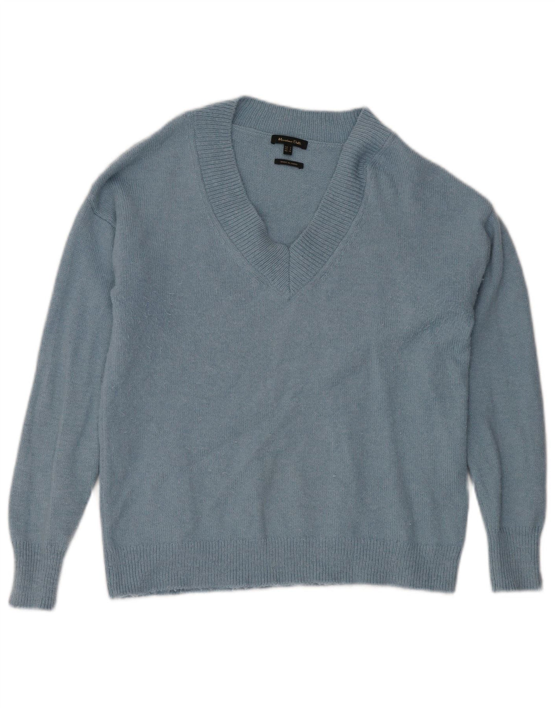 Męski sweter Massimo Dutti z dekoltem w kształcie litery V, mały niebieski