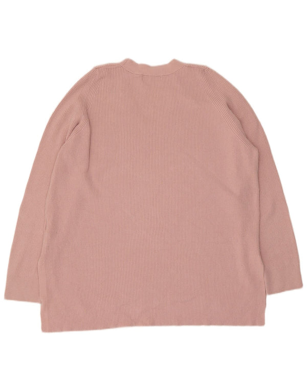 Sweter damski Marks & Spencer z dekoltem w kształcie litery V, UK 14, duży, różowy, wiskoza