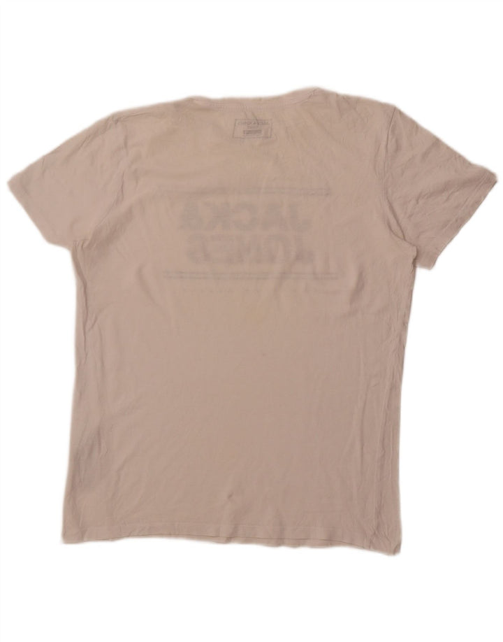 Męski T-shirt z grafiką Jack & Jones o regularnym kroju, średni, złamanej bieli, bawełniany