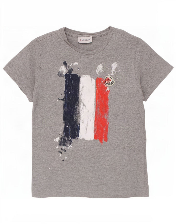 Chłopięcy T-shirt z grafiką Moncler, 6-7 lat, szary