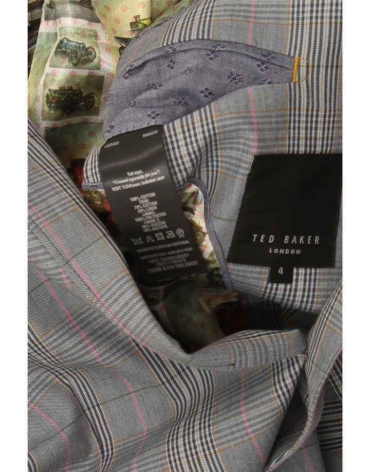 Męska marynarka zapinana na 2 guziki Ted Baker, rozmiar 4, duża, bawełniana w szarą kratę