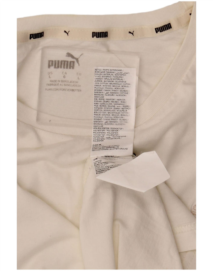 PUMA Mens T-Shirt Top Large White Cotton