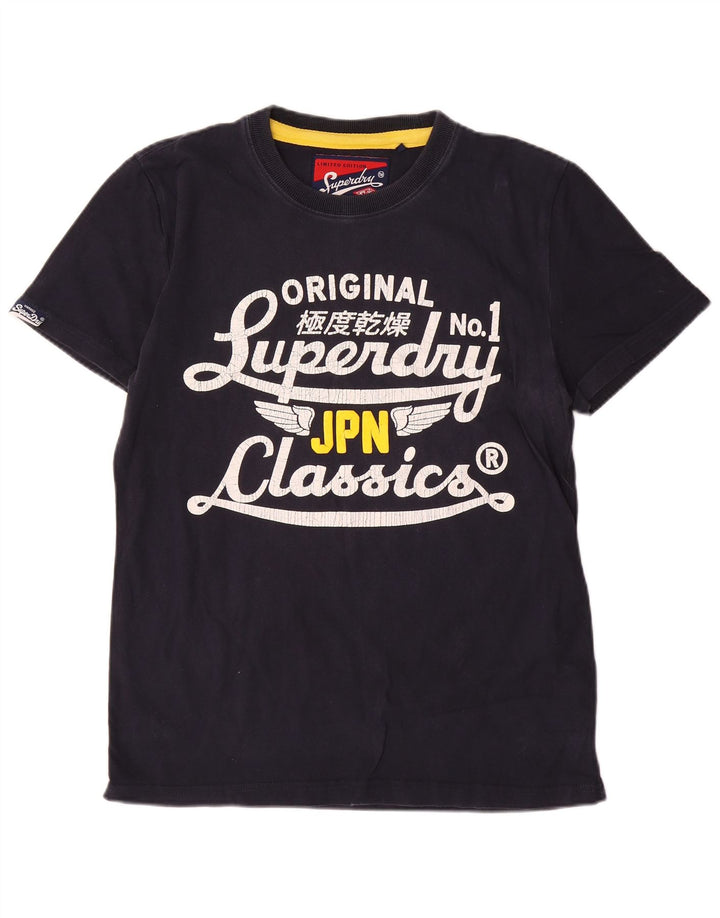 Męski T-shirt z grafiką Superdry, duży, granatowy, bawełniany