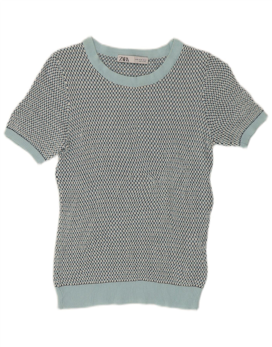 Sweter damski Zara z okrągłym wycięciem pod szyją, UK 12, średni zielony w cętki