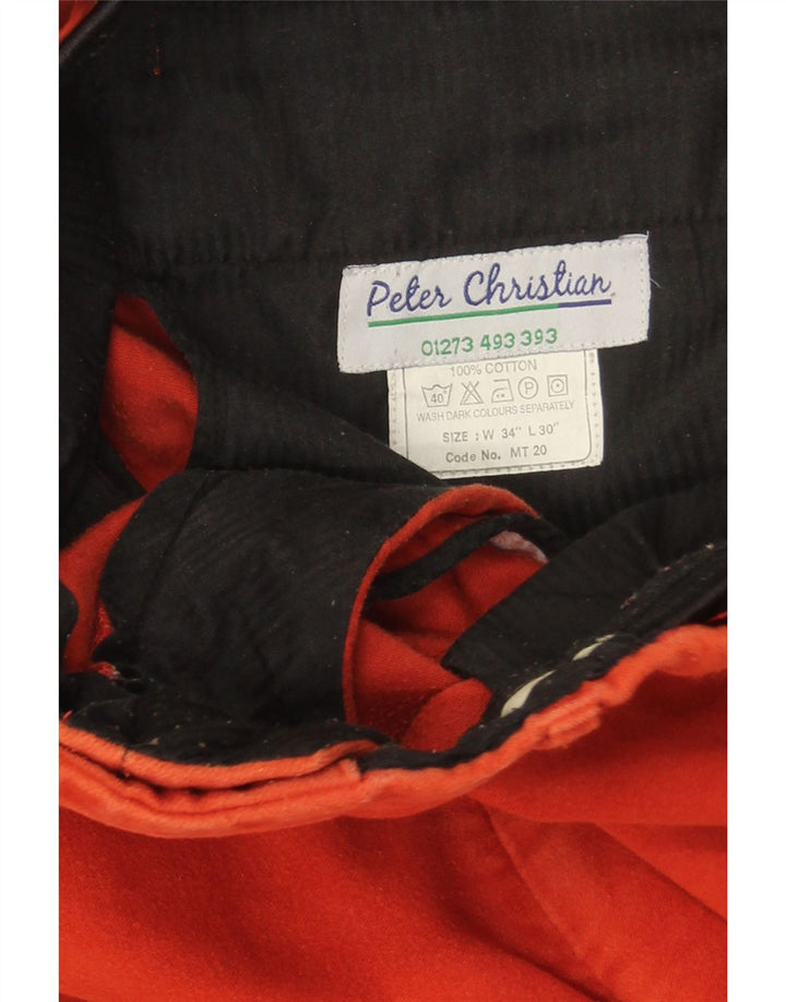 PETER CHRISTIAN Męskie proste spodnie chino W34 L30 Czerwona bawełna