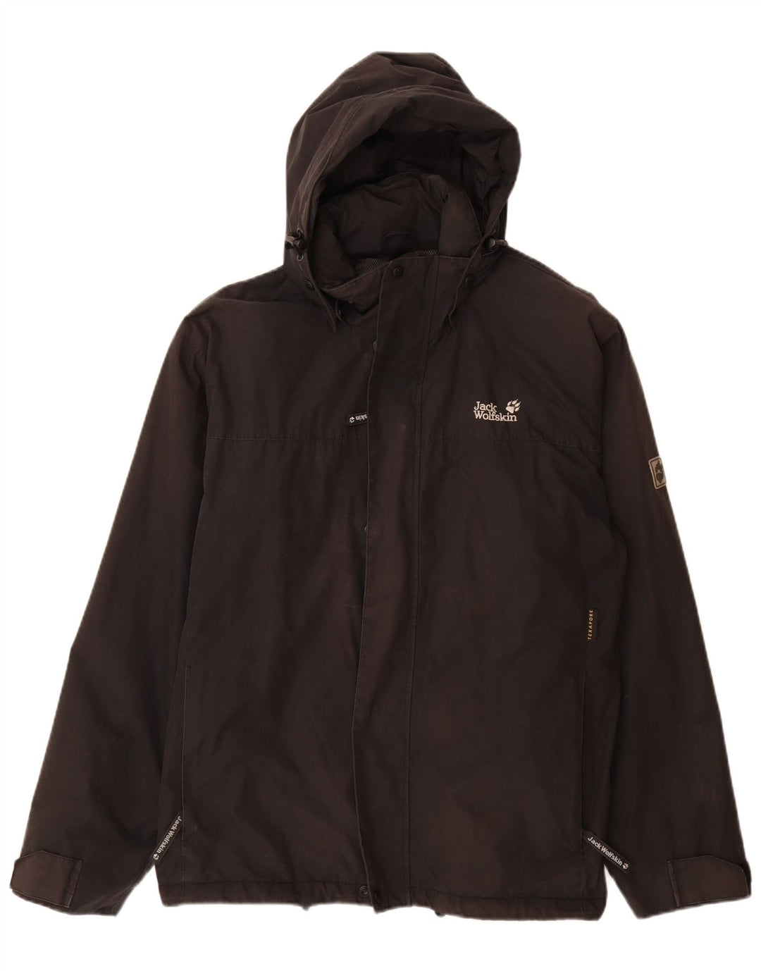 Męska kurtka wiatrówka Jack Wolfskin z kapturem UK 40/42, duży czarny poliester