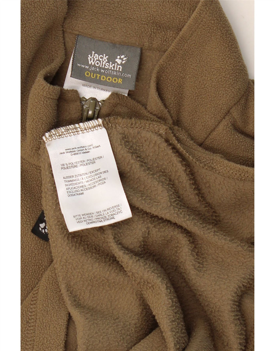 JACK WOLFSKIN Męski sweter polarowy zapinany na zamek, UK 40/42, duży, khaki, poliester