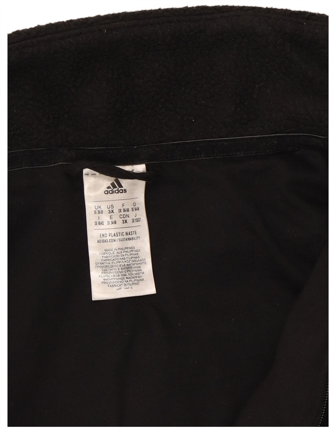 ADIDAS Womens Oversized Crop Fleece Jacket UK 28/30 3XL Black Polyester