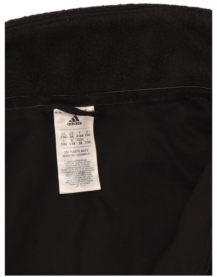 ADIDAS Womens Oversized Crop Fleece Jacket UK 28/30 3XL Black Polyester