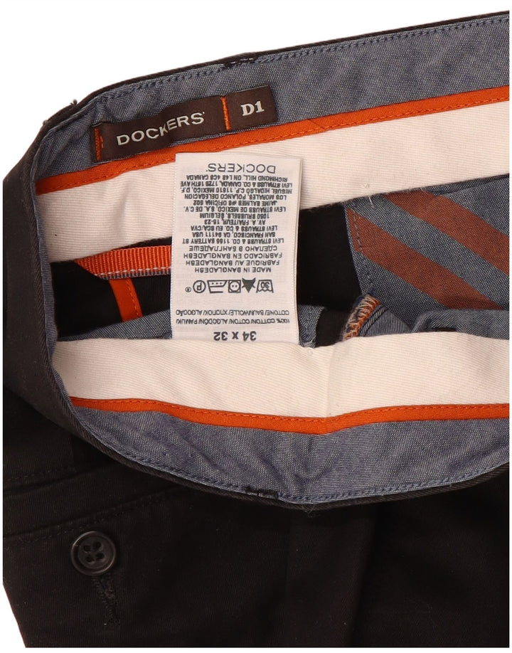 Męskie proste spodnie chino Dockers W34 L30 Czarna bawełna