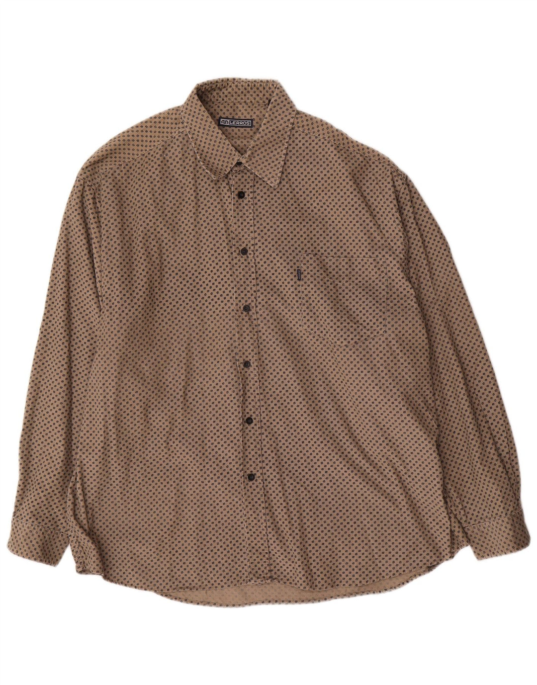 LERROS Mens Corduroy Shirt 2XL Beige Spotted Cotton
