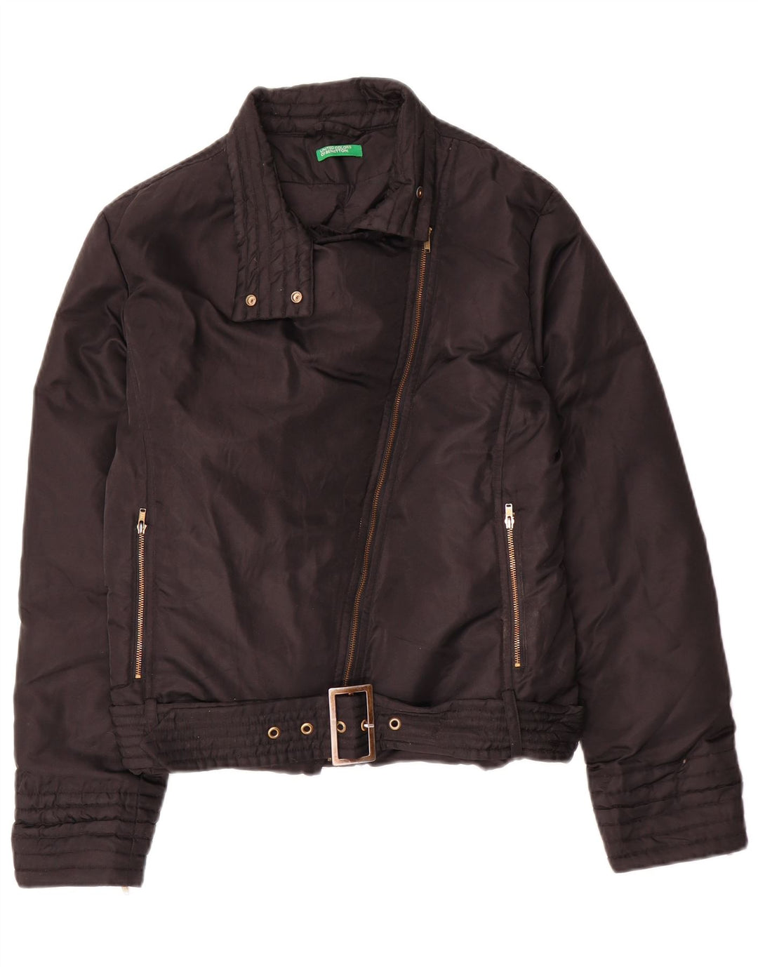 Damska kurtka motocyklowa Benetton Oversize, wyściełana, UK 10, mała, czarna, nylonowa