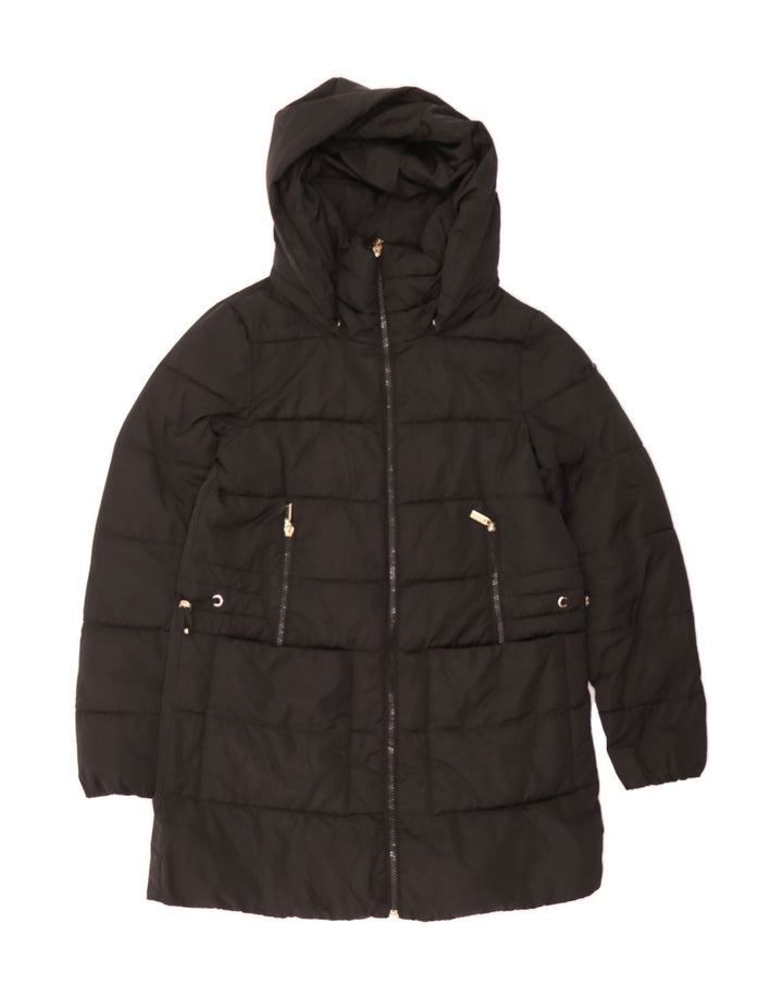 GEOX Womens Oversized Hooded Padded Coat UK 6 XS Black Polyester Winter Vintage Geox and Second-Hand Geox from Messina Hembry 