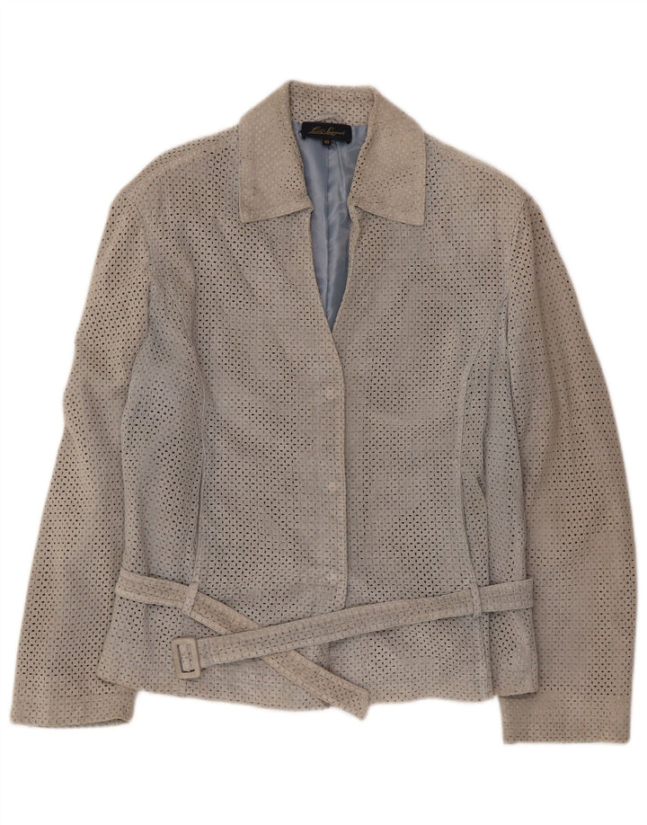 Zamszowa marynarka damska Luisa Spagnoli IT 48 XL, szara skóra