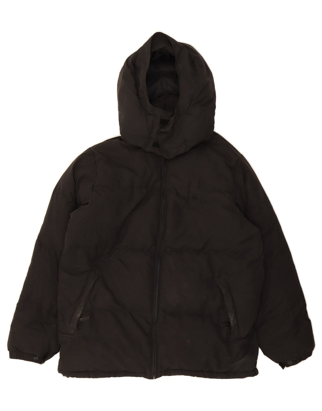 KAPPA Mens Hooded Padded Jacket UK 38 Medium Black Polyester Vintage Kappa and Second-Hand Kappa from Messina Hembry 