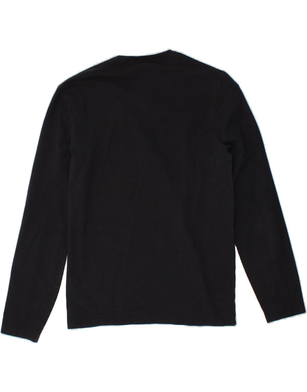 CALVIN KLEIN Womens Graphic Top Long Sleeve UK 18 XL Navy Blue Cotton