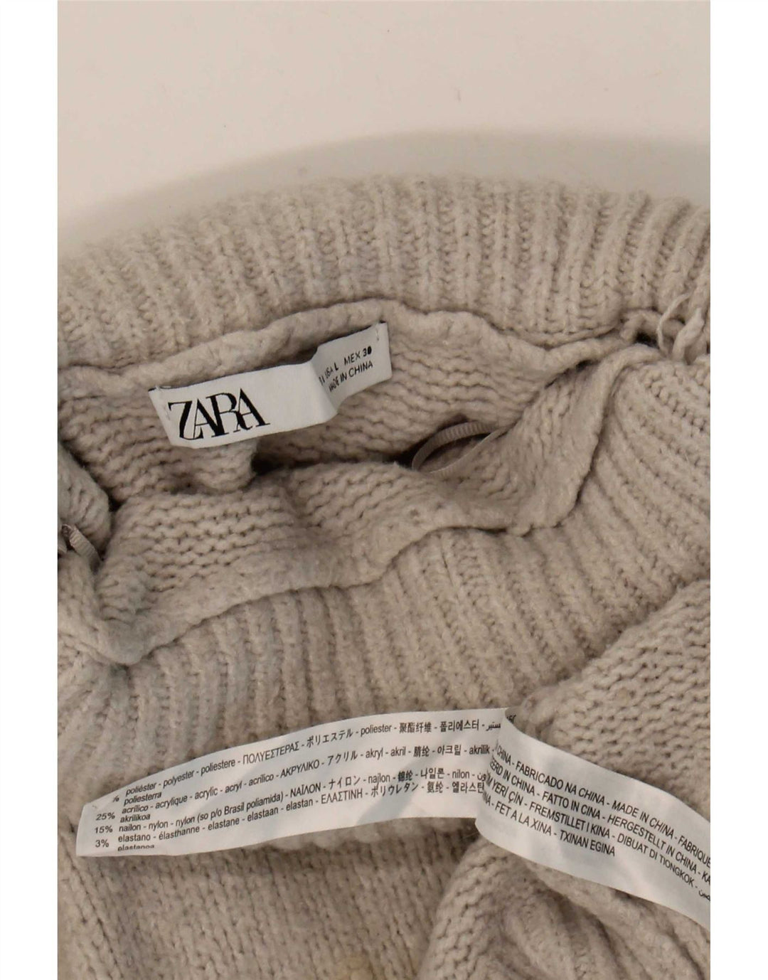 Damski sweter oversize Zara z golfem UK 14, duży, szary poliester