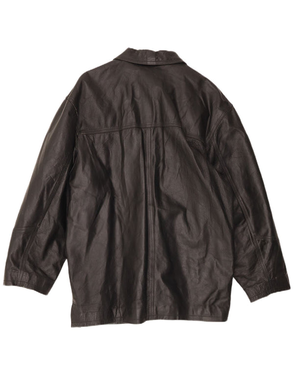 Męska kurtka skórzana VINTAGE IT 54 2XL Czarna skóra