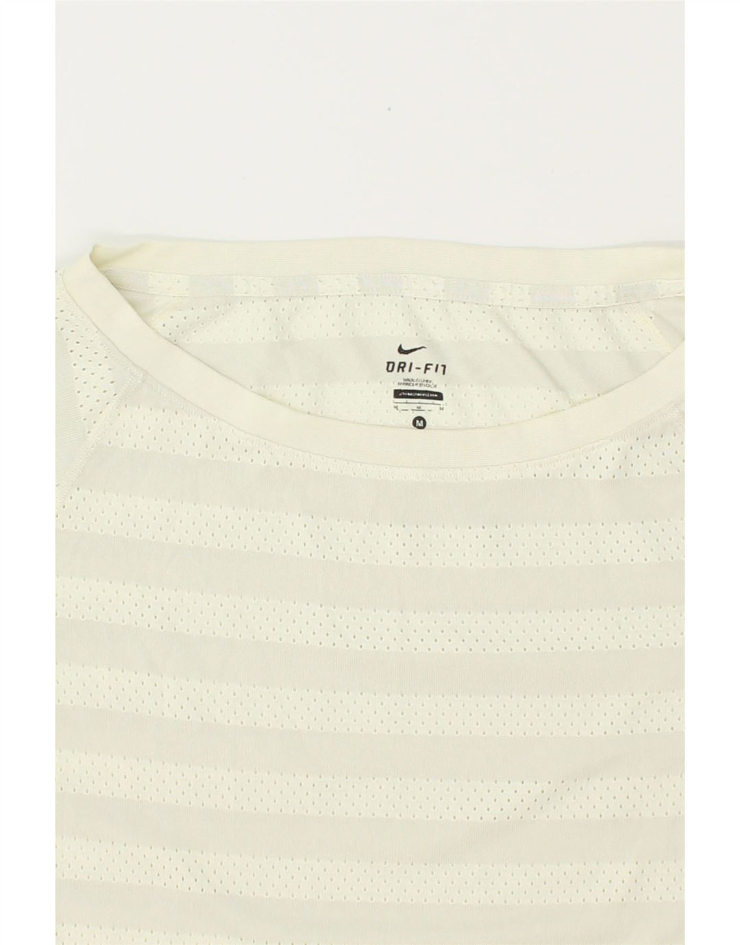 NIKE Womens Dri Fit Sweatshirt Jumper UK 14 Medium White Striped Vintage Nike and Second-Hand Nike from Messina Hembry 