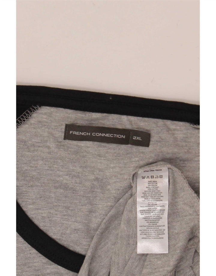 Top męski French Connection z długim rękawem 2XL, szara, bawełniana w bloki kolorów