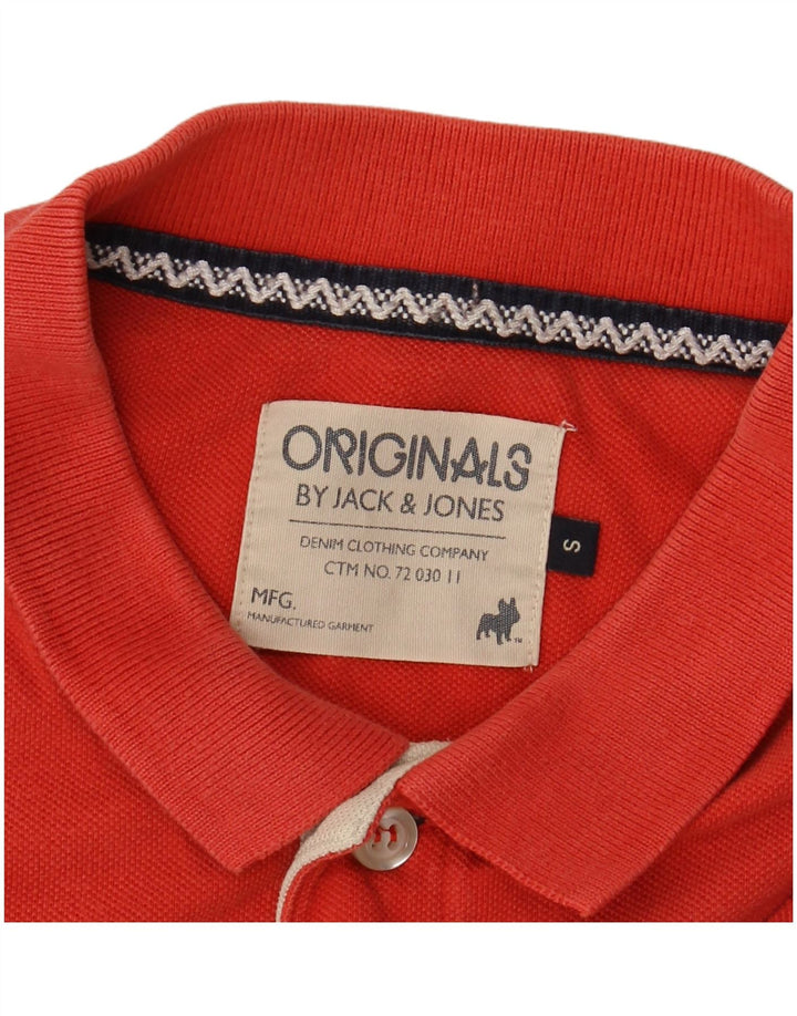 Męska koszulka polo Jack & Jones z grafiką, mała, czerwona, bawełniana