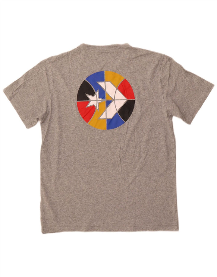 CONVERSE Męski T-shirt z grafiką, średniej szarości, bawełniany w cętki