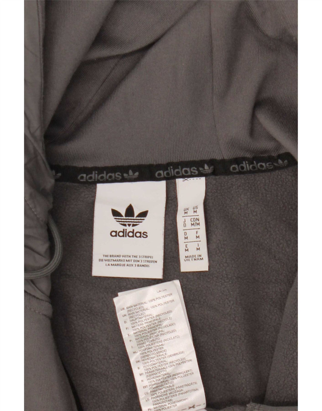 Adidas Męski sweter z kapturem i zamkiem błyskawicznym, średnio szary, poliester z blokami kolorów