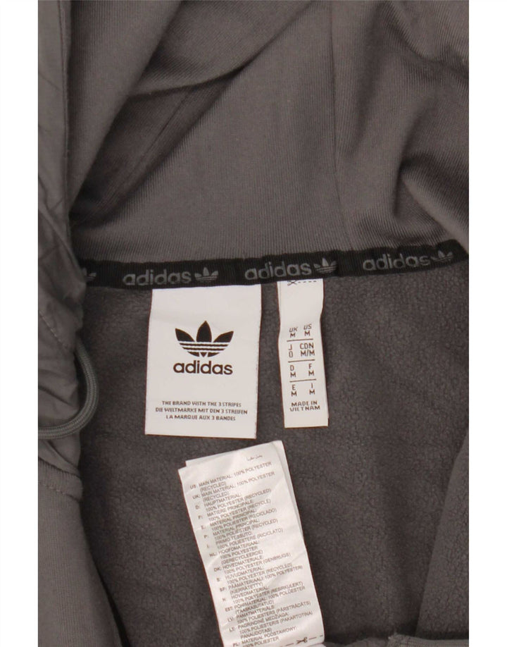 Adidas Męski sweter z kapturem i zamkiem błyskawicznym, średnio szary, poliester z blokami kolorów