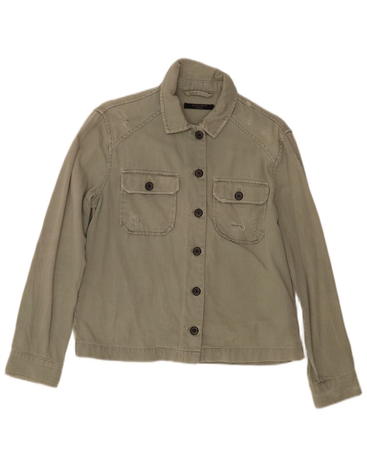Damska kurtka bomberka All Saints w trudnej sytuacji UK 14 Medium Khaki Chevron
