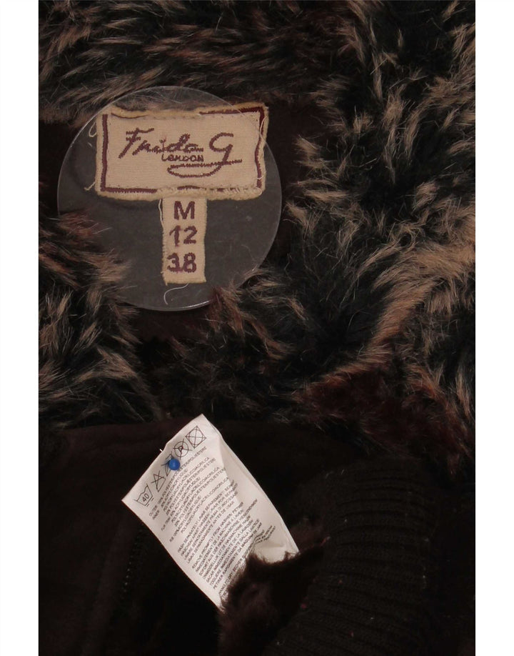 Damska kurtka bomberka w stylu vintage UK 12, średni brązowy poliester