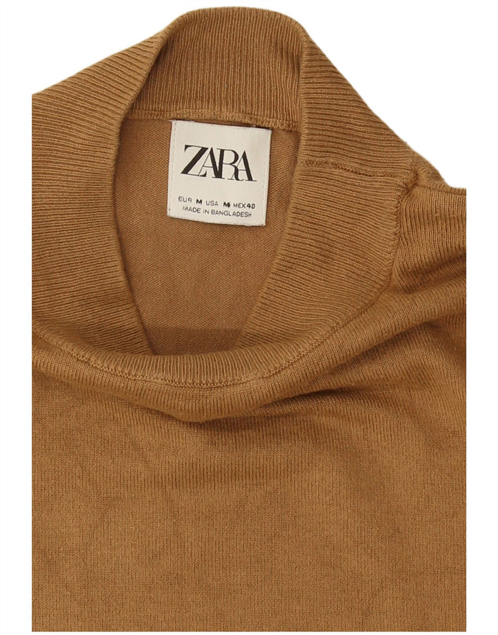 Męski sweter z golfem Zara w kolorze średniego beżu