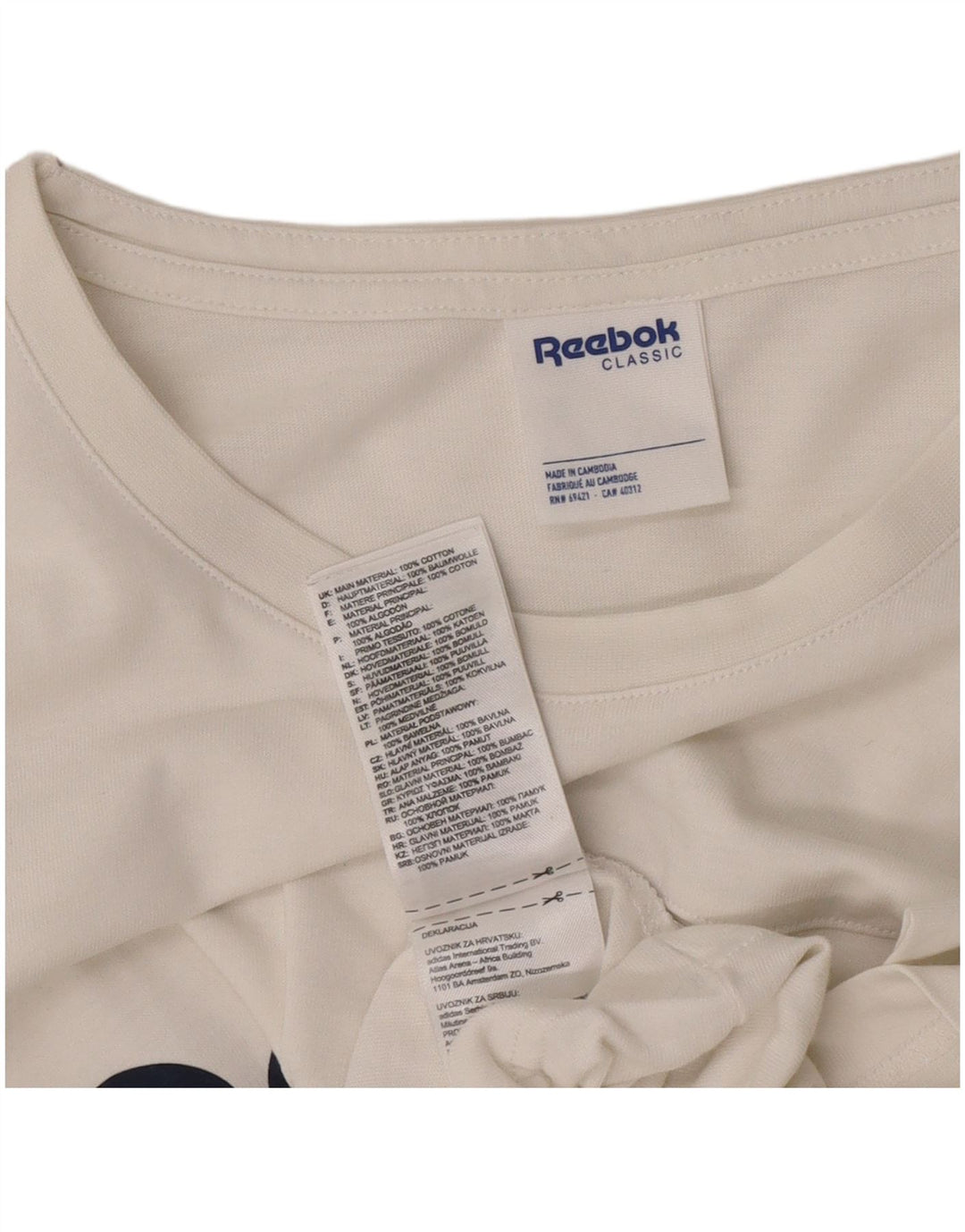 Męska koszulka klasyczna z grafiką Reebok, duża, biała, bawełniana