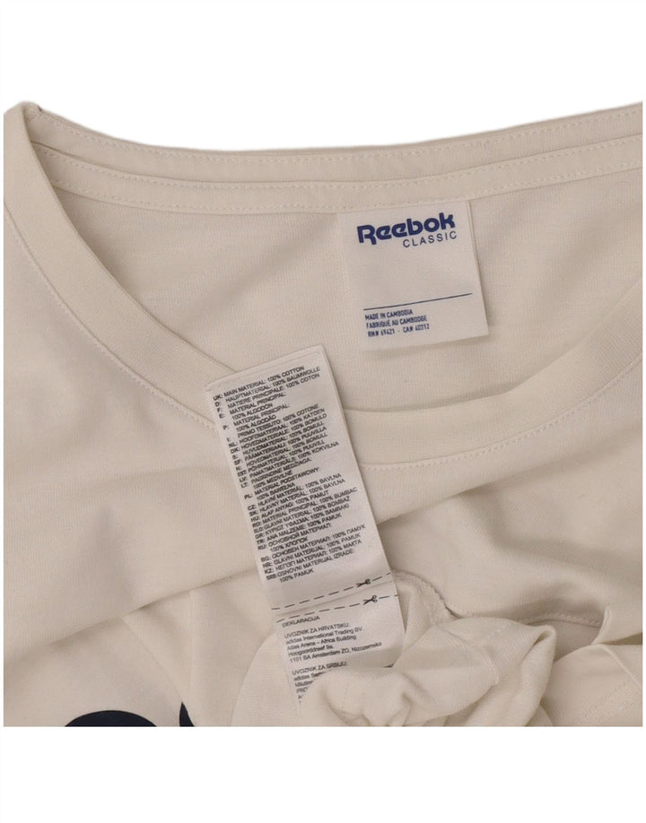 Męska koszulka klasyczna z grafiką Reebok, duża, biała, bawełniana