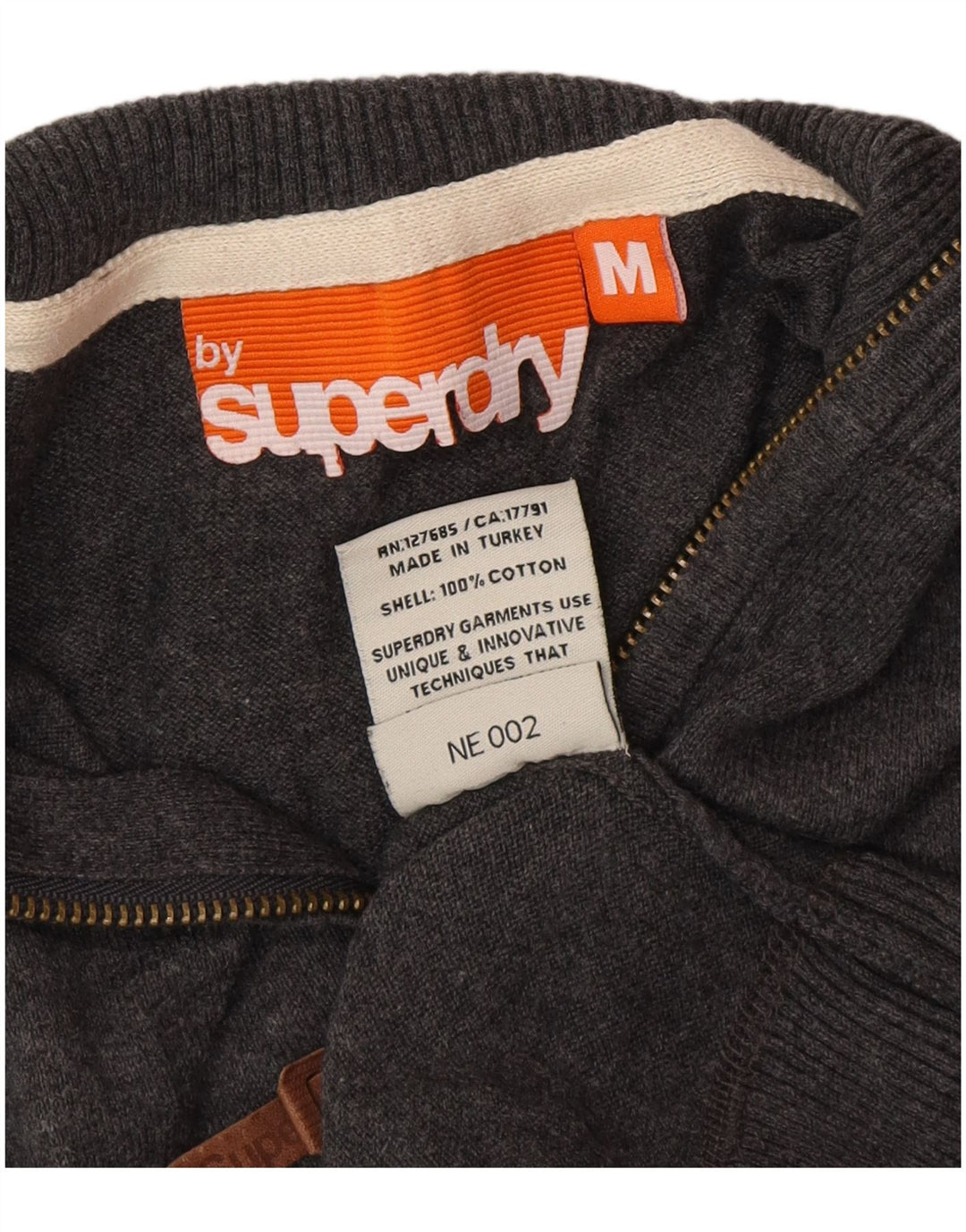 Męski sweter z zamkiem błyskawicznym Superdry, średnioszary, bawełniany