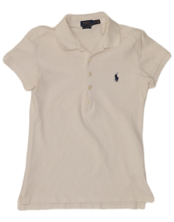 Damska koszulka polo Polo Ralph Lauren Slim Fit UK 6 XS, biała bawełna