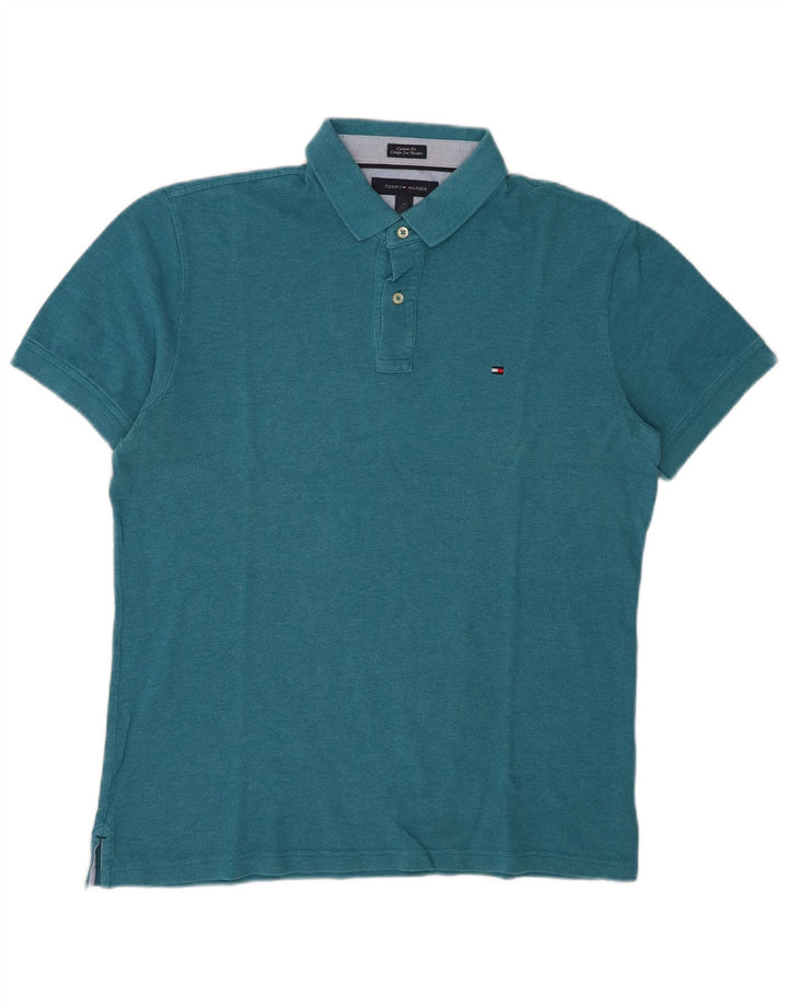 Męska koszulka polo Tommy Hilfiger o dopasowanym kroju, duża niebieska