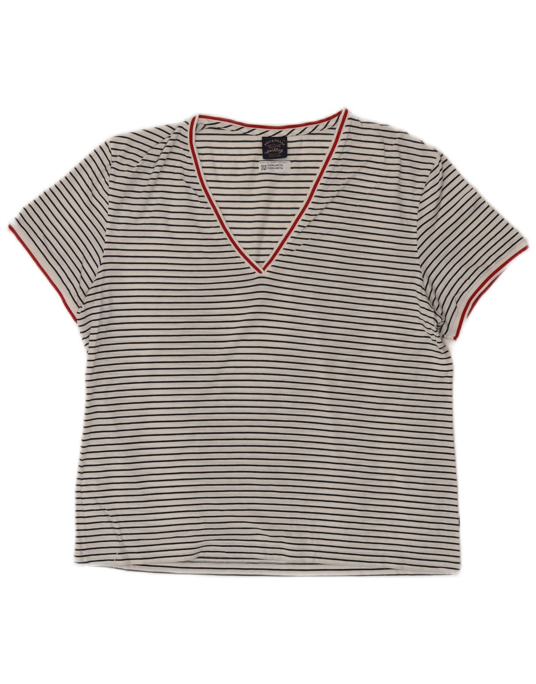 T-shirt damski PAUL & SHARK Top UK 18 XL, bawełniany w białe paski