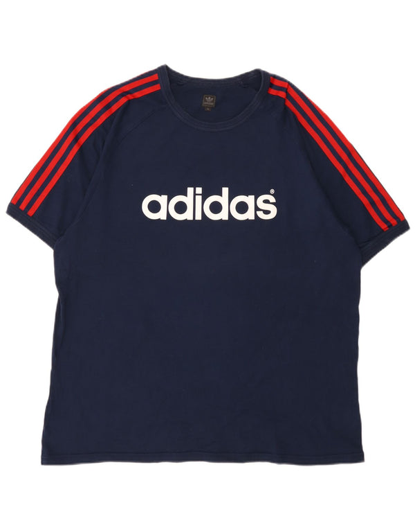 Adidas Męska koszulka graficzna Top XL, granatowa, bawełniana