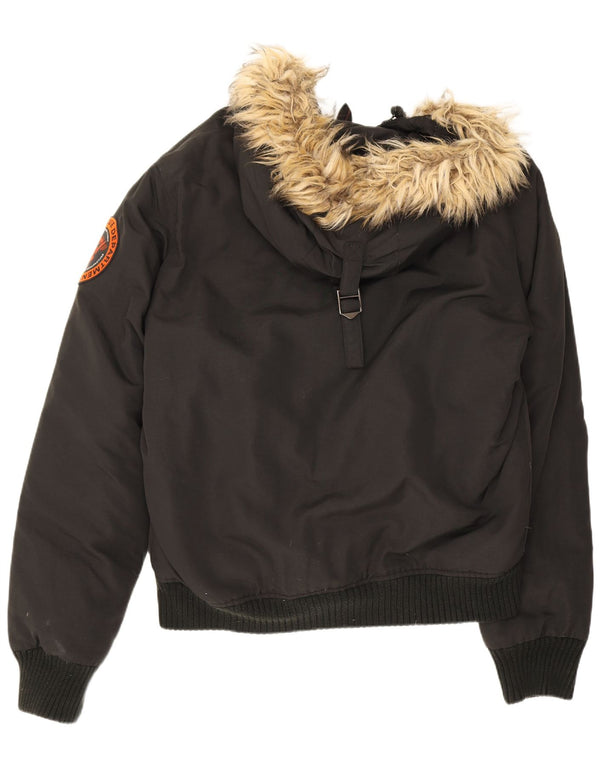 Superdry Męska kurtka bomber z kapturem UK 42 XL Czarny Nylon