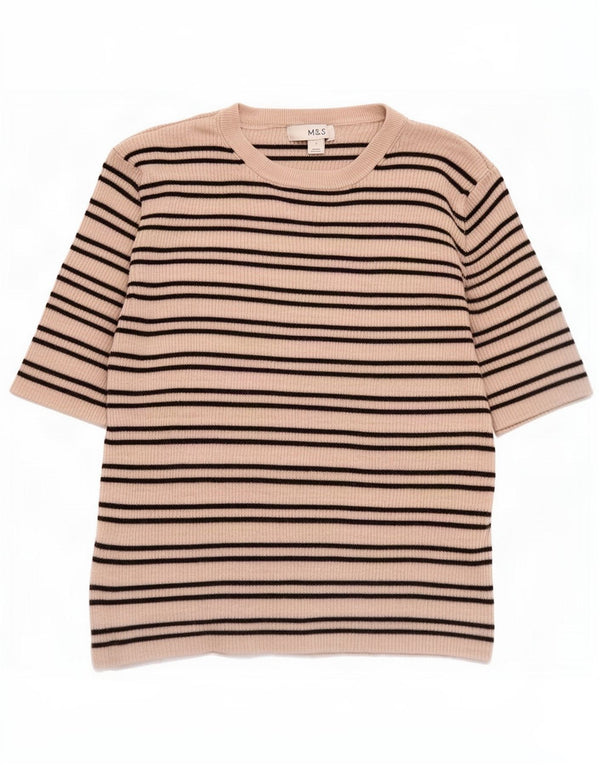 T-shirt damski Marks & Spencer Top UK 14 Large, beżowy, wiskoza w paski