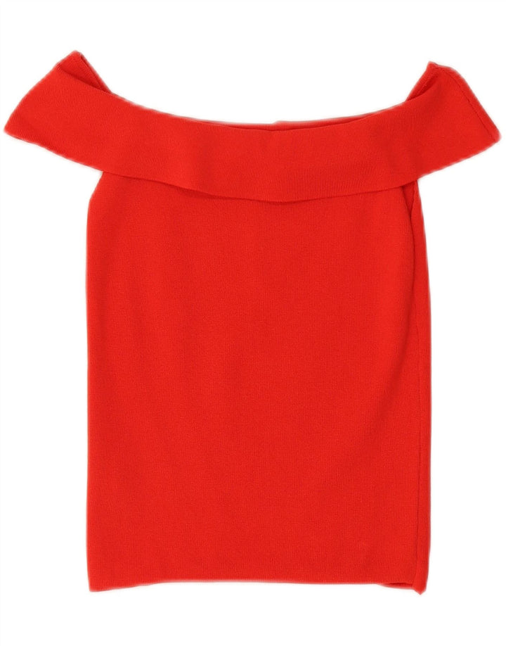 ZARA Womens Crop Off Shoulder Top UK 8 Small Red Polyamide