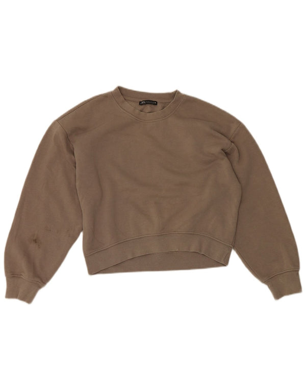 Bluza damska Zara o luźnym kroju, UK 8, mała, brązowa bawełna