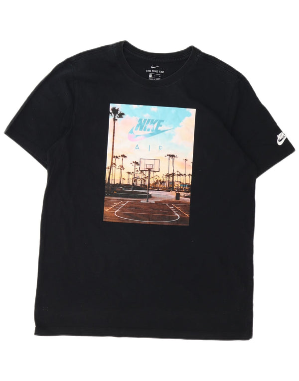 Męski T-shirt z grafiką NIKE, duży, czarny, bawełniany