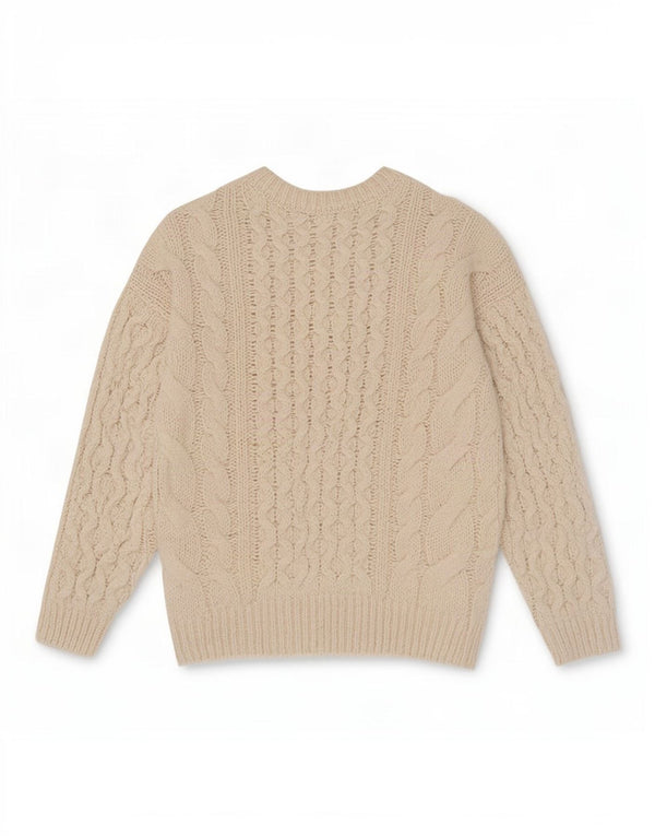 Damski sweter oversize Zara z okrągłym dekoltem UK 12, średni złamanej bieli