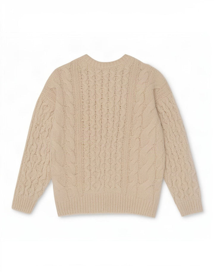 Damski sweter oversize Zara z okrągłym dekoltem UK 12, średni złamanej bieli