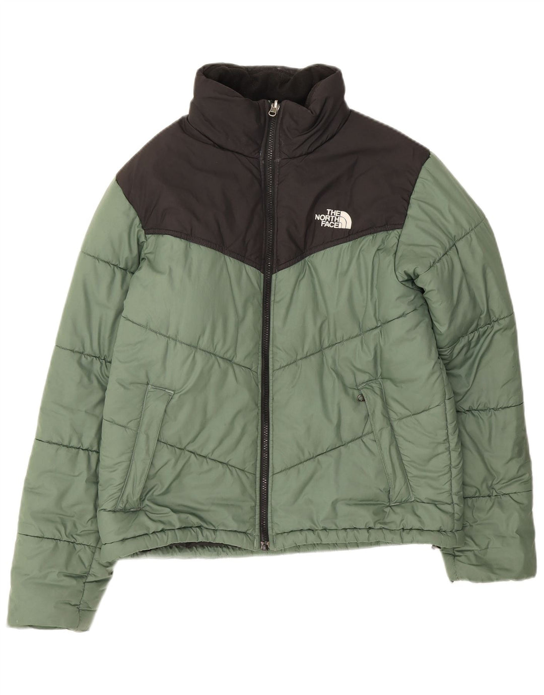 Męska ocieplana kurtka The North Face UK 36, mała, zielona, z poliestru w blokach kolorów
