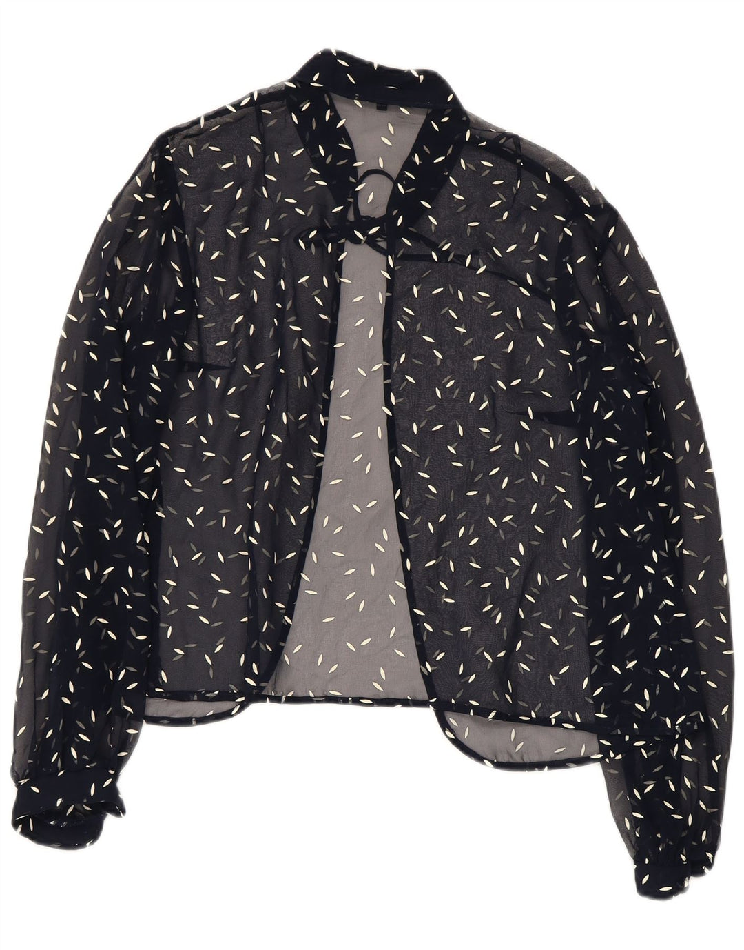 Damska bluzka koszulowa VINTAGE w abstrakcyjny wzór UK 22 3XL Granatowa