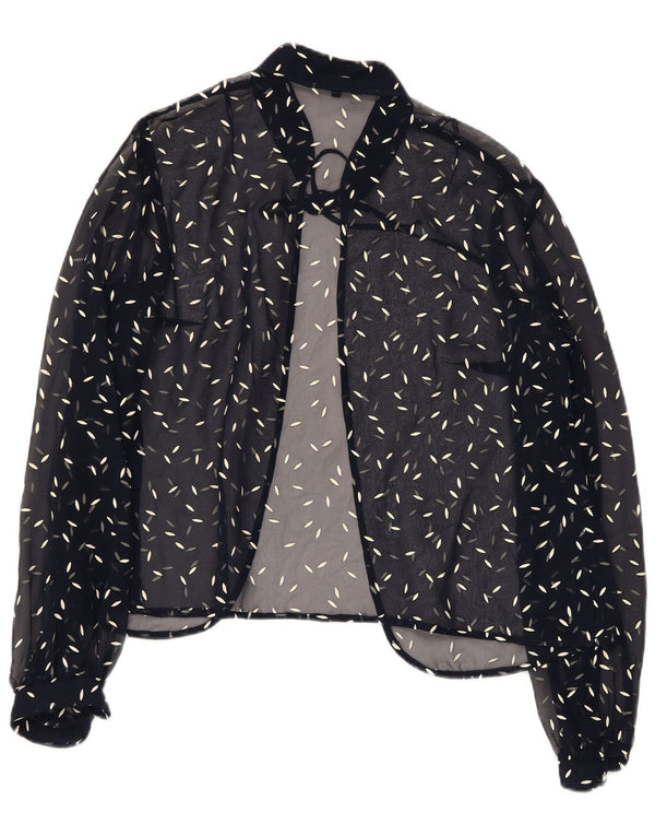 Damska bluzka koszulowa VINTAGE w abstrakcyjny wzór UK 22 3XL Granatowa