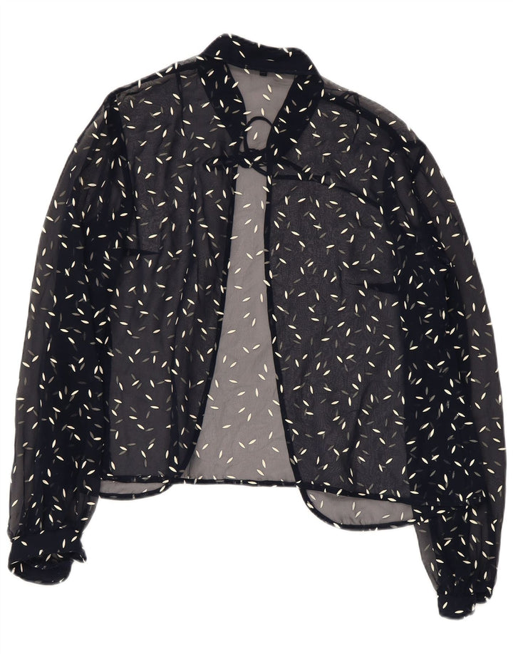 Damska bluzka koszulowa VINTAGE w abstrakcyjny wzór UK 22 3XL Granatowa